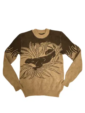 50s 70s/80s 빈티지 팬서 패턴 니트 M