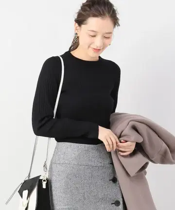 이에나 IENA 6x3 리브 크루넥 풀오버 블랙