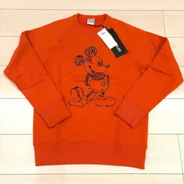 새상품 Loopwheeler x mogno6 미키 맨투맨 M 오렌지