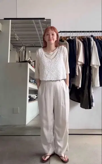 베이세스톡 레이스 탱크 포함 5부 소매 리브 풀오버