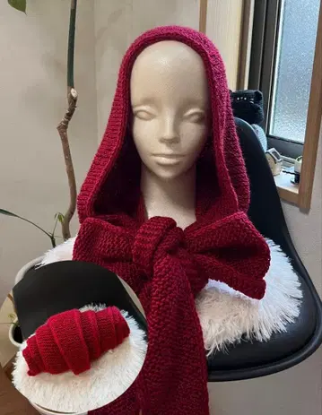 [ 핸드메이드 ] 소피 후드 발라클라바 후드 머플러 대바늘뜨기