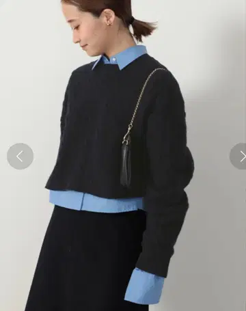 크롭 케이블 풀오버