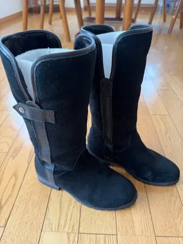 블랙 스웨이드 롱 부츠