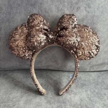 브론즈 스팽글 미키 귀 머리띠 핑크
