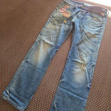 REPLAY 와펜 데미지 빈티지 가공 데님