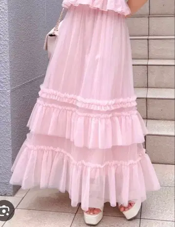 INGNI 잉그 튤 프릴 스커트 핑크