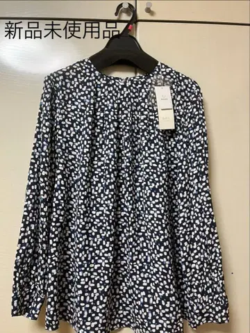 자유구 지오메트릭 플라워 도트 프린트 블라우스, 스커트 셋업