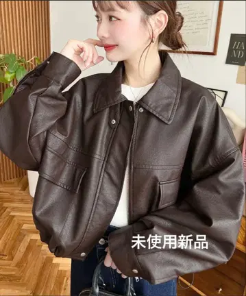 2WAY 컬러 숏 기장 인조 가죽 블루종