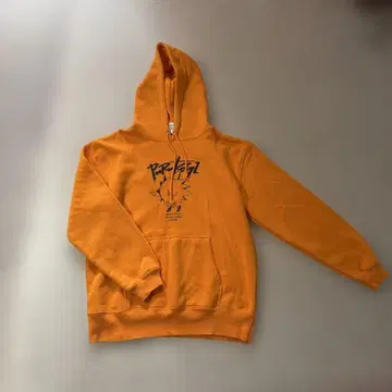 돈패치 후드 부착 스웨트 셔츠 오렌지