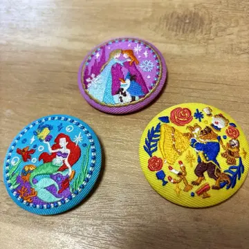 디즈니 자수 캔 배지 프린세스 3개 세트