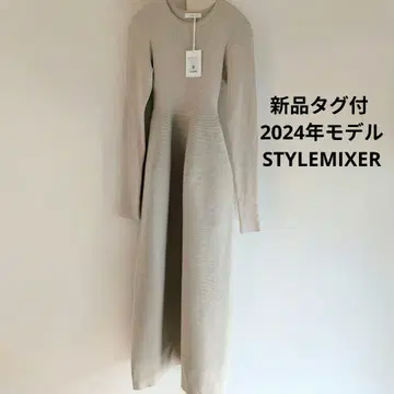 새상품 스타일믹서 콤비네이션 형태 니트 원피스 베이지 S