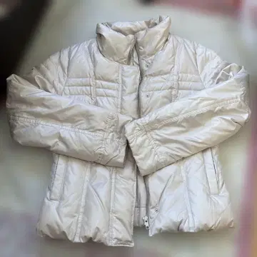 베이지 스탠드 카라 다운 자켓 L 사이즈