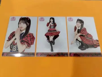 사토 키세 AKB48 20주년 기념 빨간 체크 의상 브로마이드 3종 컴프