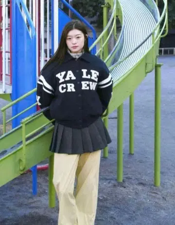 ZARA YALE 퀼팅 자켓 키누짱 착용 네이비