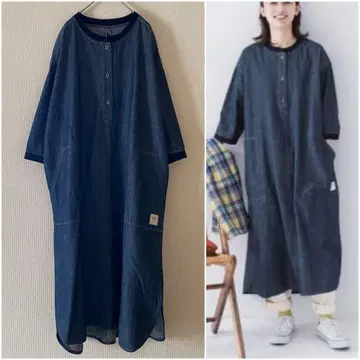 새상품 노던 트랙 리브 사용 데님 워크 원피스