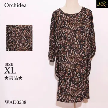 오키데아 원피스 미니 7부 소매 도트 스트레이트 실루엣 크루넥