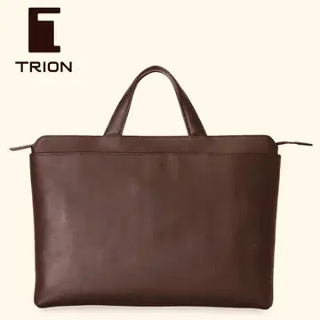 [새상품급] TRION 얇은 바닥 브리프백 다크 브라운 글로브 레더 A4