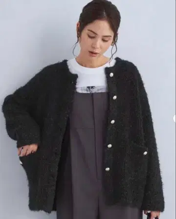 새상품급 green label relaxing 트위드 니트 가디건