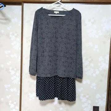 꽃무늬 도트 긴팔 튜닉