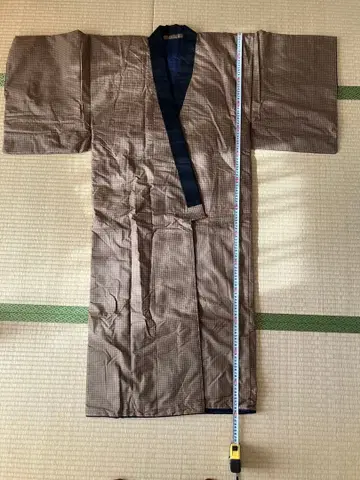 브라운 체크 무늬 도테라 손바느질 미사용