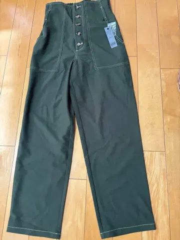 새상품 JEANASIS 올리브 그린 하이웨스트 팬츠