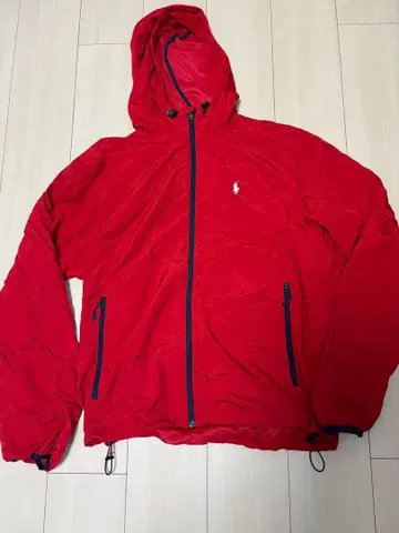 POLO 빨간색 나일론 자켓 후드 부착