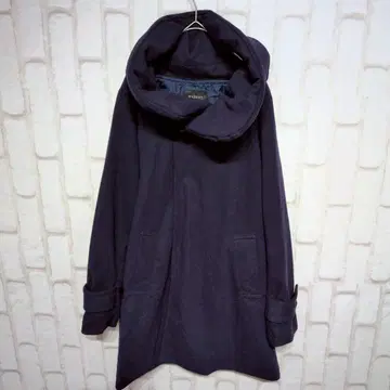 고품질 w closet 롱 코트 빅 칼라 숨김 버튼 네이비 F