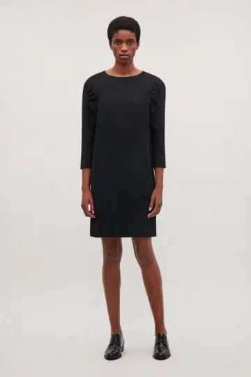 COS 코스 소매 개더 7부 소매 원피스