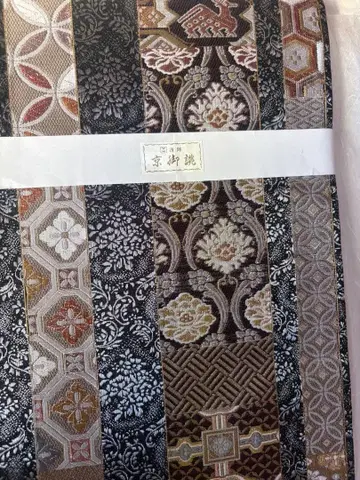 거의 미사용 니시진 비단 후쿠로 오비 교토 맞춤 줄무늬