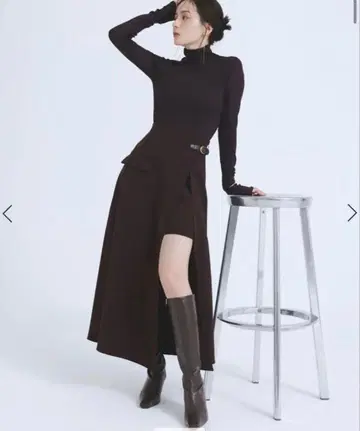 anuans 아뉴앙스 비대칭 레이어드 스커트 블랙 S