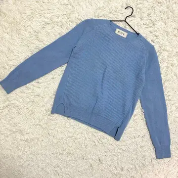 ROPE 긴팔 니트 캐시미어 혼방 크루넥 캐주얼 블루 ( M )