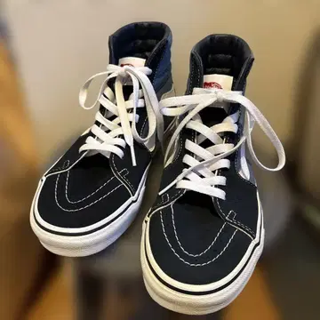 Vans 하이컷 스니커즈 네이비/화이트 25cm