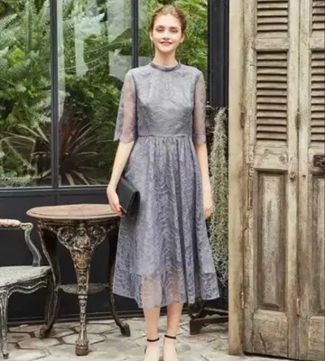 aimer anche 러셀 레이스 7부 소매 롱 드레스