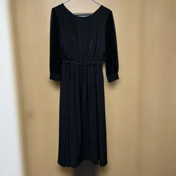 블랙 롱 원피스 시스루 긴팔 로페피크닉