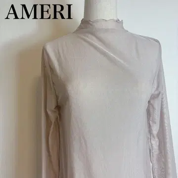 AMERI 아메리 시어 탑 프릴 시스루 이너 하이넥 긴팔