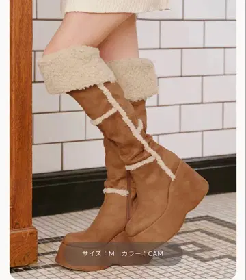 다리치 페이크 무스탕 니하이 부츠 CAM