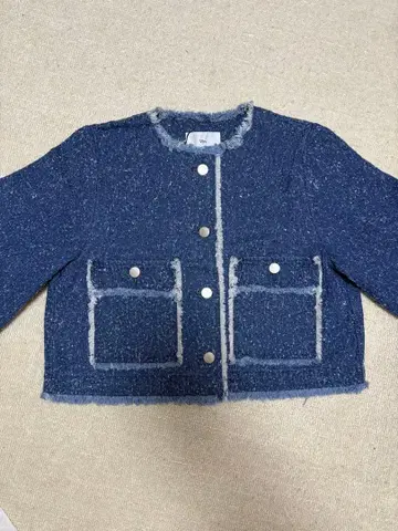 Vin 노카라 프린지 자켓 블루