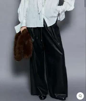 인조 가죽 와이드 팬츠