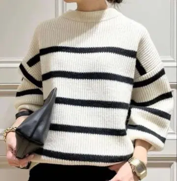 MUSE de Deuxieme Classe 하이넥 보더 니트