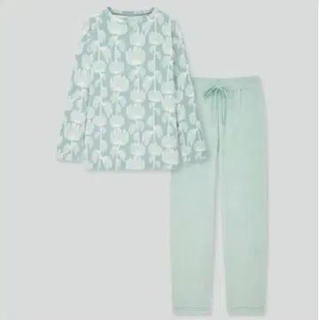 유니클로 핀레이슨 플리스 세트 L 룸웨어 여성용 북유럽