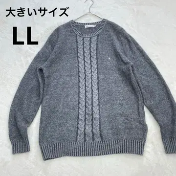 허시파피 빅 사이즈 울 자수 케이블 짜임 니트 남성용 LL