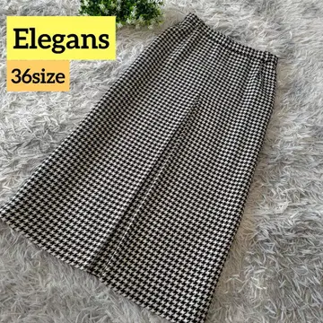 Elegance 하운드투스 패턴 하운드투스 박스 플리츠 롱 스커트