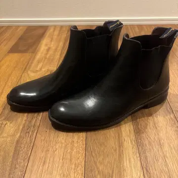 블랙 가죽 사이드 고어 부츠 레인부츠