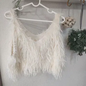 Re:EDIT 아이보리 프린지 뷔스티에