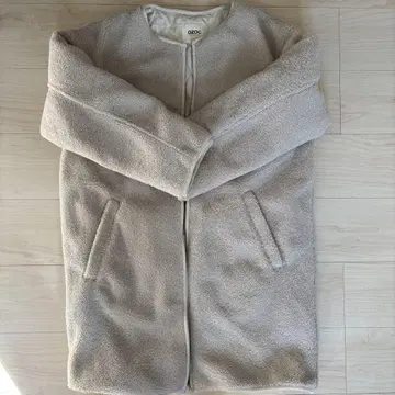 OZOC 플리스 롱 코트 라이트 그레이