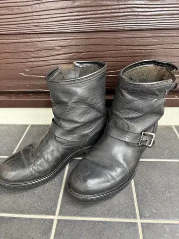 엔지니어 부츠 블랙 가죽 숏