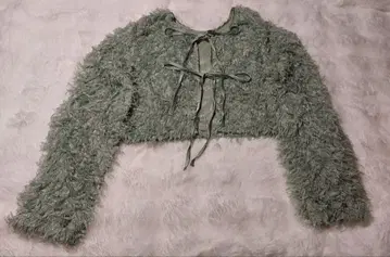 SLY 민트 그린 페더 볼레로 가디건