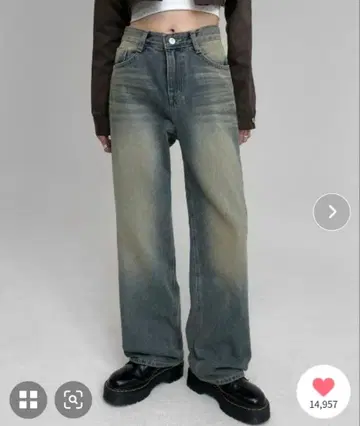 BLACKUP 페스트 와이드 데님 배기 플레어 팬츠 한국