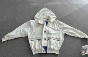 [ 쇼와 레트로 어패럴 ] PADI 윈드브레이커 화이트 긴팔 후드 부착