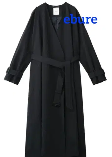 ebure 코튼 개버 트렌치 노카라 코트 네이비